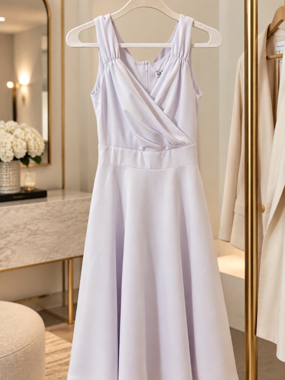 Grace Karin White Sleeveless Wrap V-Neck A-Line Midi Dress